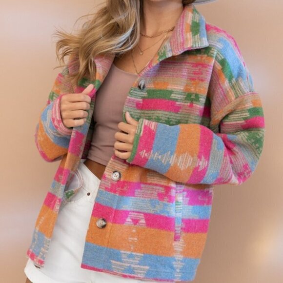 THE TOPSANNAH LADIES AZTEC PRINT JACKET - Picture 3 of 12